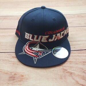 Columbus Blue Jackets Hat Cap Fitted 6 7/8-7 1/4 Block Head NHL Hockey Reebok A2